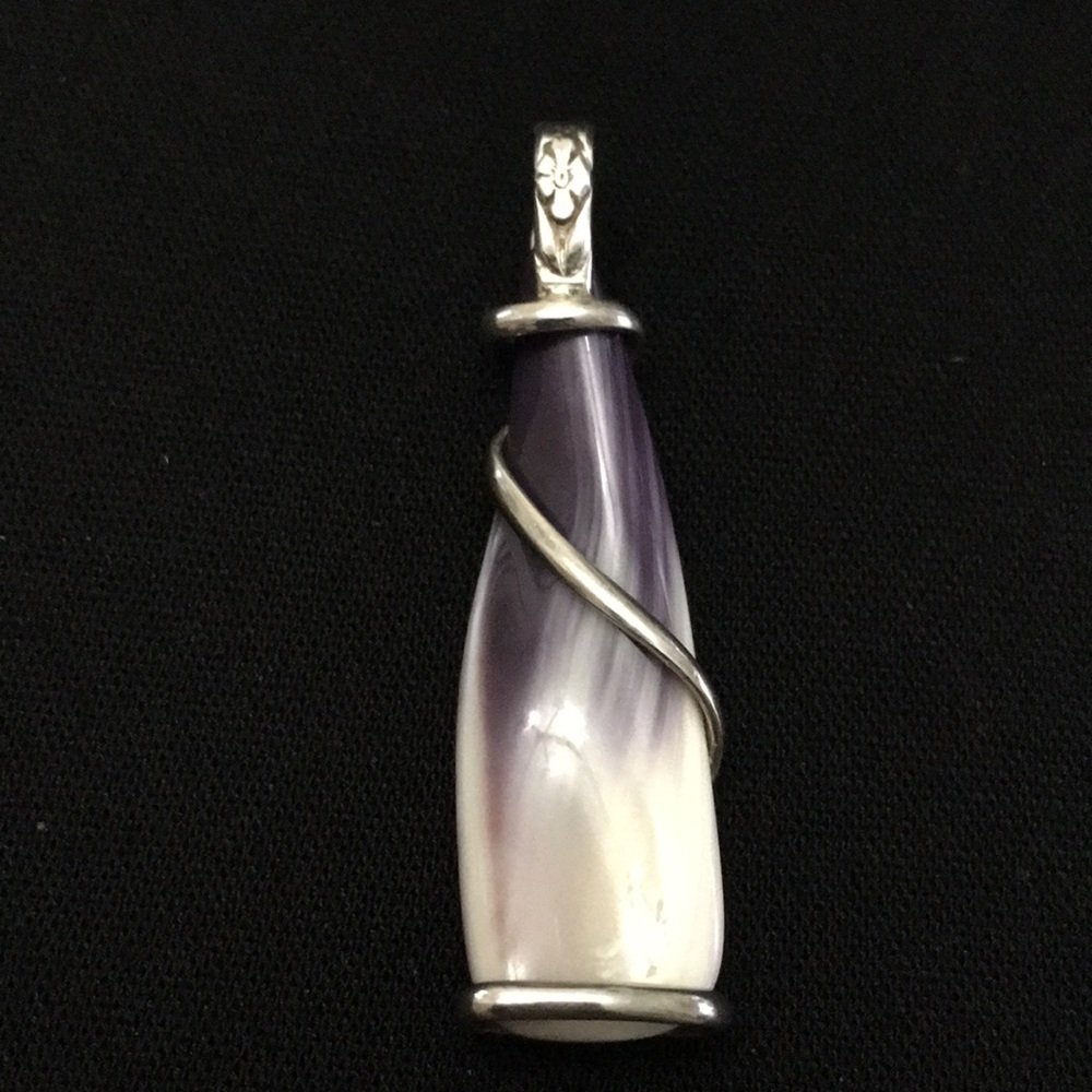 Sterling Silver Clam Shell Pendant Purple in Color